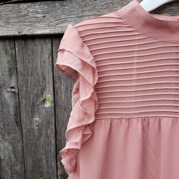 Brand new!! NWT Who What Wear designer pink flutter sleeve ruffle dress size 1X - Picture 5 of 7